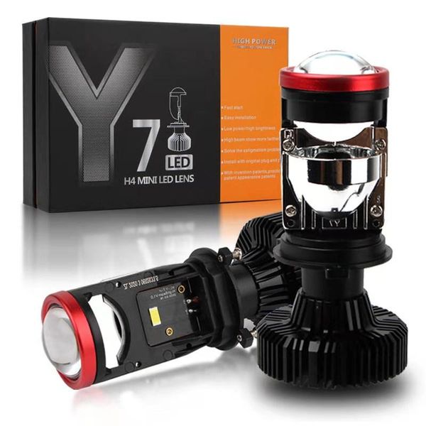 

car headlights auto led h4 mini double lens bulbs headlight 130w 6000k high beam low projector turbo fan headlamp light lhd rhd