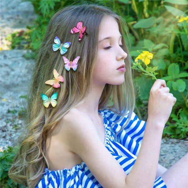 

hair accessories 5pcs random fashion candy color butterfly clips baby girl kids barrette wedding hairpins hairclip ornament, Slivery;white