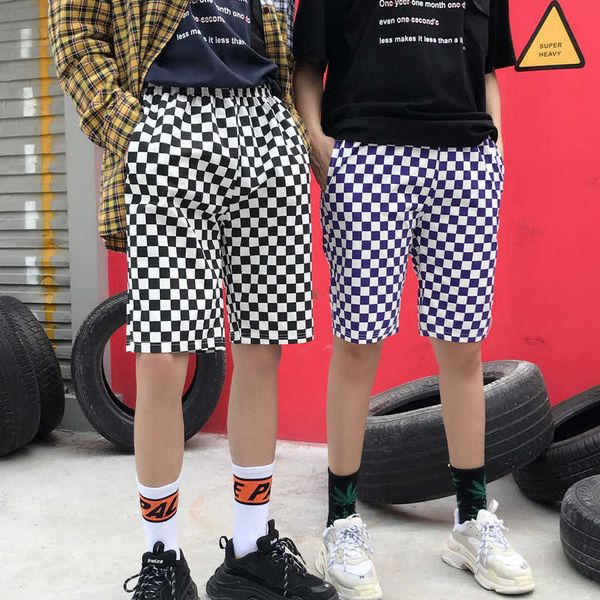 

korean casual fashion large size short couple ulzzang vintage streetwear hip-hop women loose knee length pants 210608, White;black