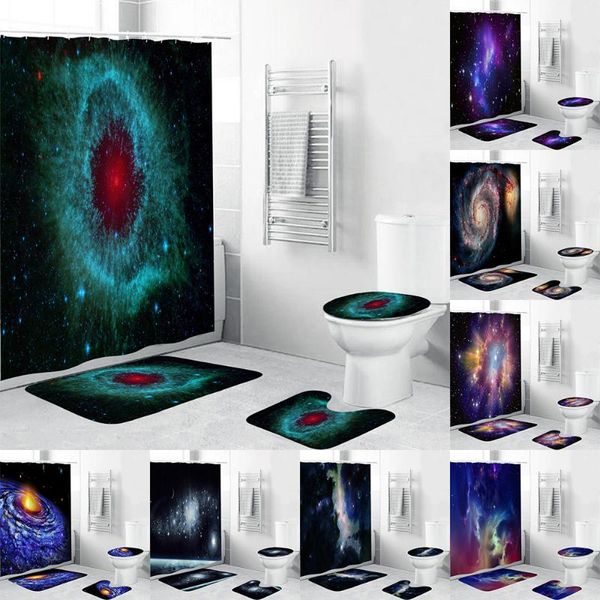 

shower curtains universe space waterproof curtain beautiful galaxy 4 piece set soft toilet mat pad for bathroom decor 180x180 cm