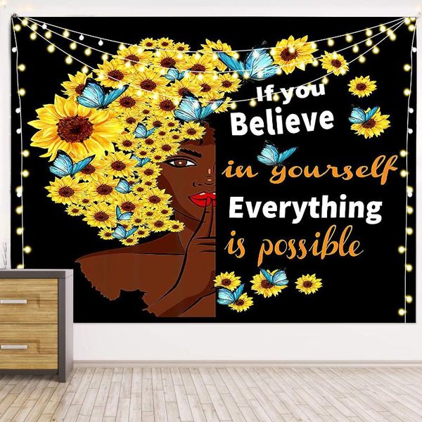 

tapestries black girl wall hanging tapestry hippie carpet dorm bedroom decor african women bedspread bed covering