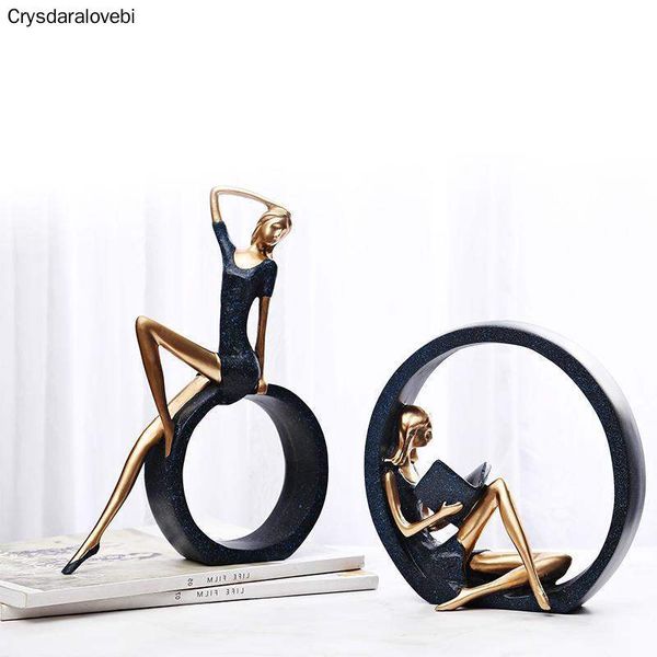 

resin yoga girl statue nordic figurines creative crafts sculpture living room tv cabinet home decoration ornaments