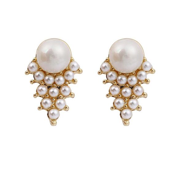 

clip-on & screw back korean cute lovely clip earrings no pierced for women girl simulated pearl red crystal rhinestone ear clips wedding par, Silver