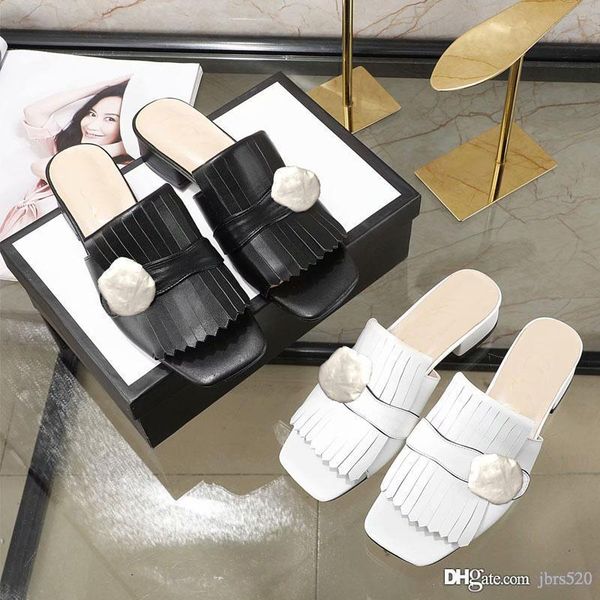 

designer summer beach slippers fashion loafers lazy low heeled flops leather letters lady cartoon slides women shoes metal ladies sandals la, Black