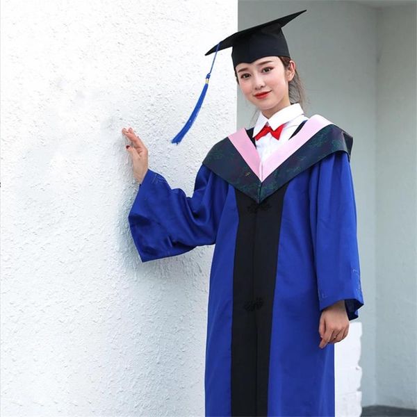 

clothing sets student graduation uniform university school costumes bachelor academic dress gown pography ceremony robes hat, White