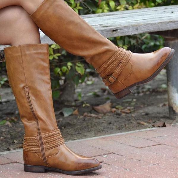 

boots women's adjustable wide calf kitten heel knee high, Black