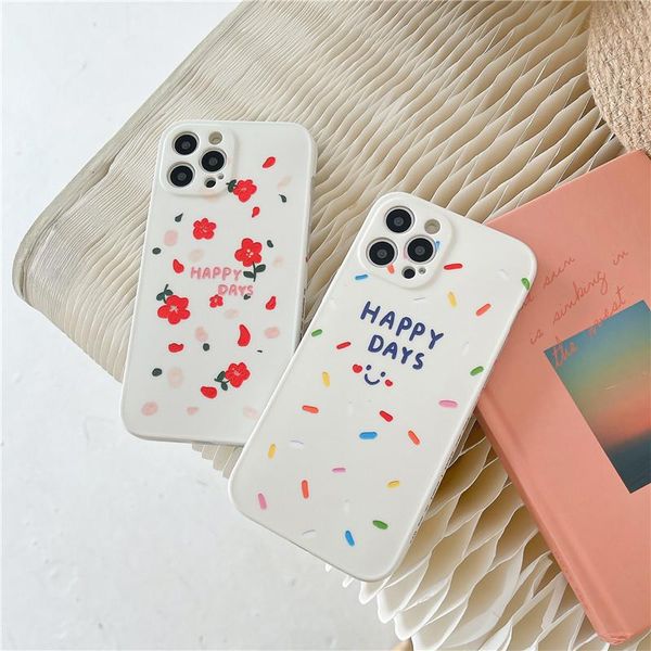 

little flowers phone case for 12 mini 11pro max x xs xr se2 letter soft tpu silicone cover 7 8 plus cell pouches