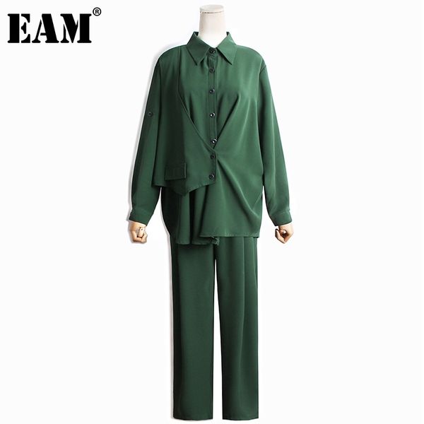 

[eam] high elastic pants two piece suit lapel long sleeve vest black loose fit women fashion spring autumn 1dd8239 210512, White
