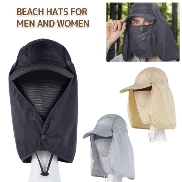

outdoor hats sun protection hat uv face neck flap cap man summer work casual fishing caps men, Black;white
