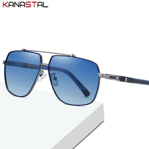 

outdoor eyewear men's polarized uv400 sunglasses metal bicolor square large frame visor cycling driving traveling men sun eyeglass tren