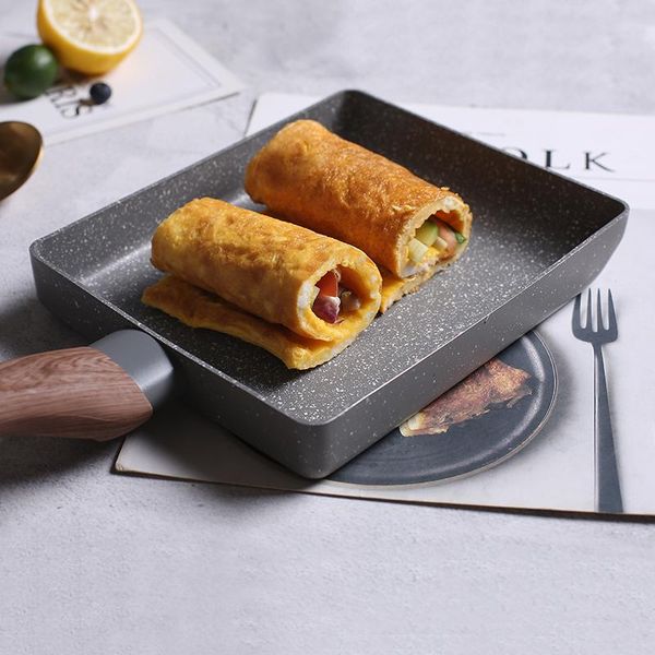 

pans kitchen square shape tamagoyaki frying pan home anti scalding pot handle non stick induction cooker gas stove general