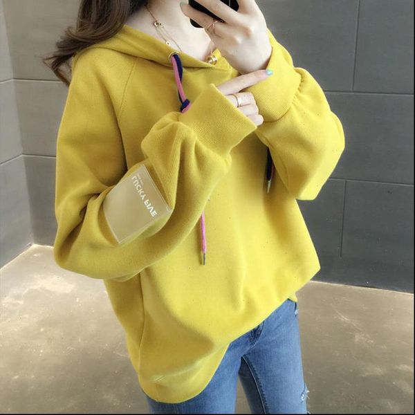 

women hoodies plus velvet hooded sweatshirt spring casual korean womens sweatshirts autumn warm pullover female mujer, Black