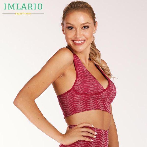 

gym clothing imlario striped energy seamless sports bra women quick dry wireless workout crop padded yoga jogger athletic brassiere, White;black