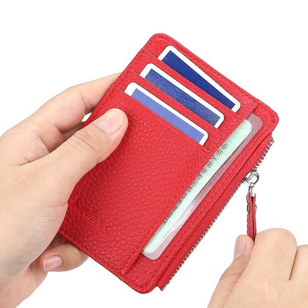 

card holders baellerry wallet men and women multi-function holder ultra-thin zipper short driving license bank kaarthouder, Brown;gray