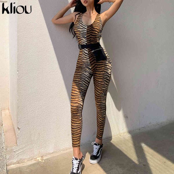 

women's jumpsuits & rompers kliou women leopard jumpsuits classic animal style fitness sportswear bodysuit back bandage hollow out fema, Black;white