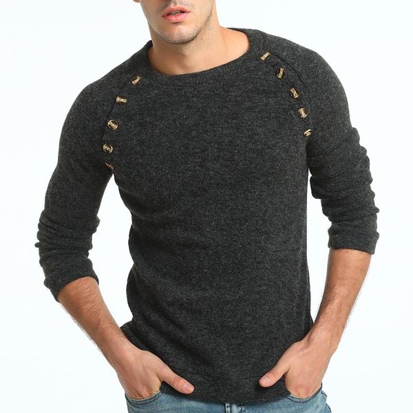 

men's sweaters sweater pullover men 2021 male brand casual slim button splicing solid color hedging turtleneck, White;black