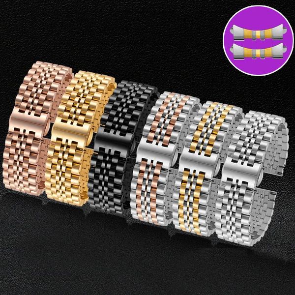 

watch bands band stainless steel strap butterfly clasp metal wristband 14mm 16mm 18mm 20mm 22mm size width, Black;brown