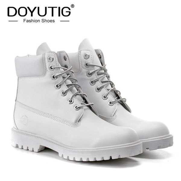 

boots doyutig brand white color cow leather outdoor for women casual couples lady fashion breathable military sg003, Black