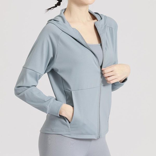 

yoga outfit quick dry breathable loose fitness running wear sports coat women cardigan smock