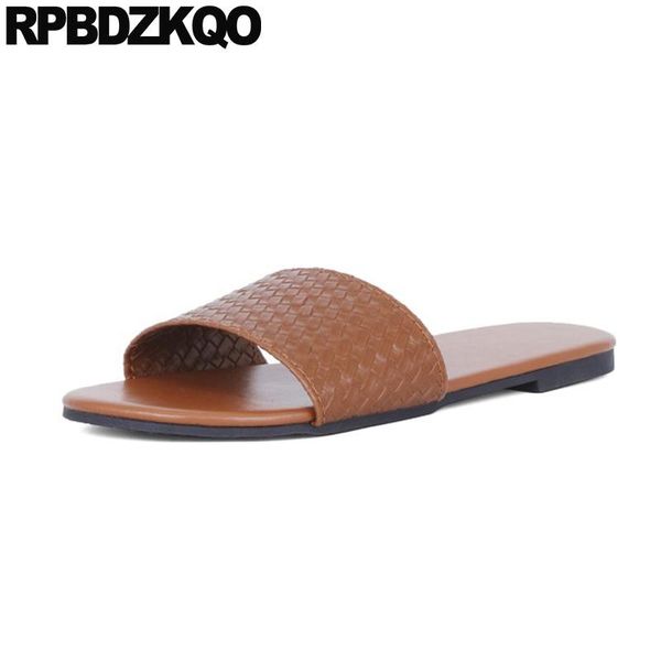 

sandals comfortable slip on slides slippers plus size black 11 ladies shoes brown summer women flat casual 2021 open toe