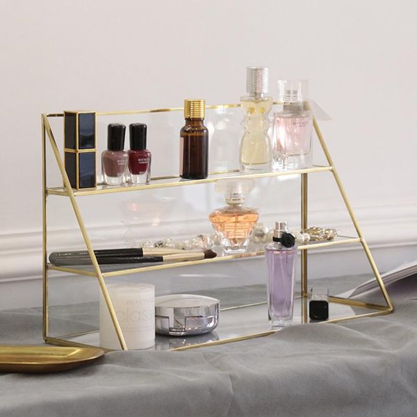 

nordic glass makeup organizers phnom penh jewelry display rack dressing table lipstick bracelet storage box boxes decor & bins