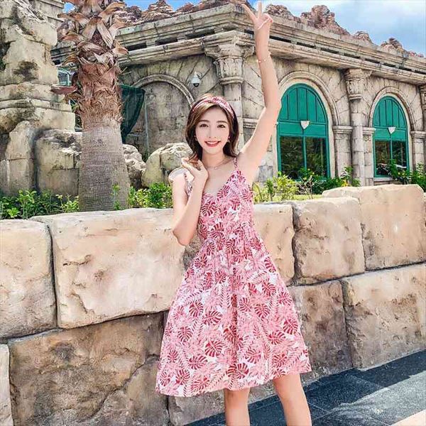 

vestido de short sleeve womens dress elegant floral print boho chiffon summer v neck casual holiday beach female, Black;gray