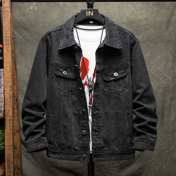 

men's jackets autumn back printing vintage denim jacket fashion casual jeasn coat male brand clothing cb8j ncr1, Black;brown