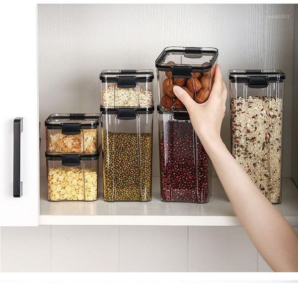 

storage bottles & jars nordic square transparent airtight fresh-keeping boxes kitchen grain tanks dried fruit 1pcs