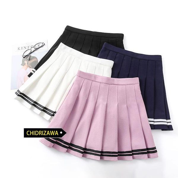 

kawaii plaid summer women skirt high waist stitching student pleated cute sweet girls dance mini, Black