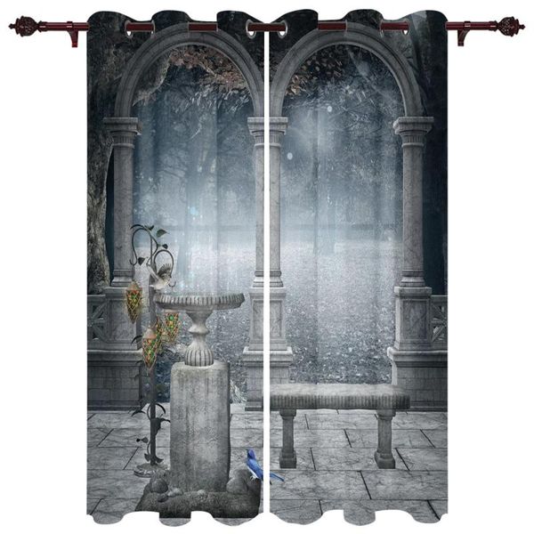 

luxury modern window curtains forest bird ancient building bedroom living room dining translucent beautiful curtain & drapes