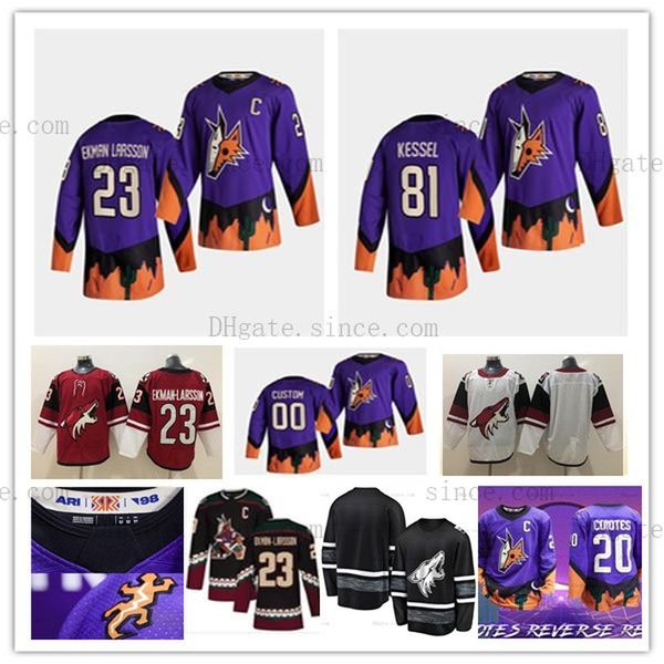 

arizona coyotes 2021 reverse retro hockey jersey oliver ekman-larsson phil kessel niklas hjalmarsson keith tkachuk shane doan clayton keller, Black;red