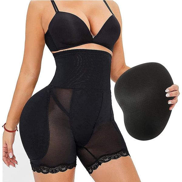 

women's shapers women bulifter hip enhancer padded shapewear high waisted tummy control panties lace body shaper thigh slimmer, Black;white