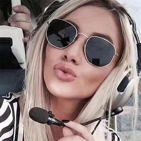 

outdoor eyewear classic polygon square sunglasses women men fashion brand shades lady vintage metal small frame plain eye sun glasses uv400
