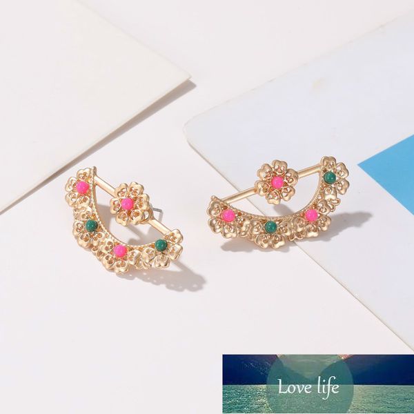 

fashion flower earrings noble temperament gold color court stud earrings for women metal ethnic earing jewelry accesorios mujer Â factory pri, Golden;silver