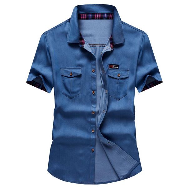

men's casual shirts denim shirt men cotton jeans fashion summer slim short sleeve cowboy stylish wash plus size l-6xl, White;black