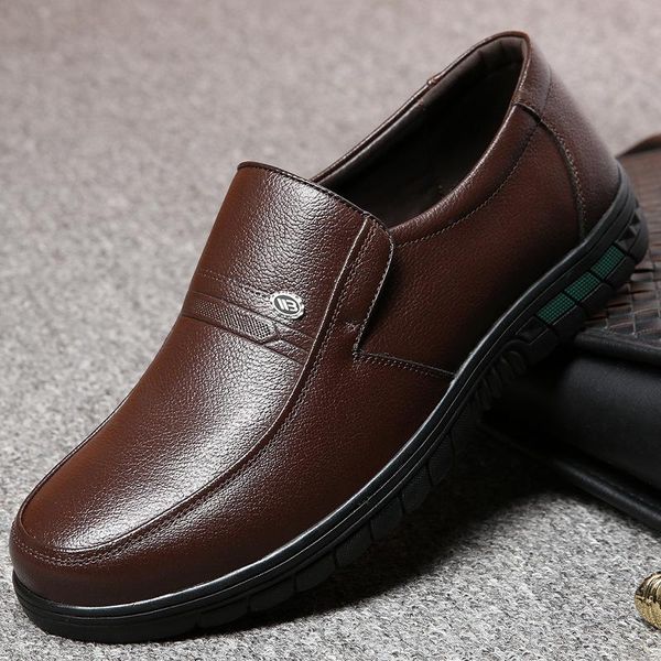 

mazefeng men shoes casual leather 2021 spring autumn winter fashion flats comfortable office dress, Black