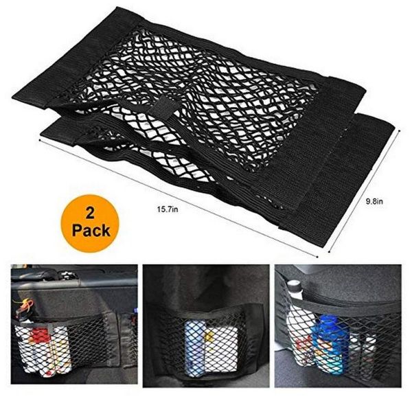 

car organizer double layer seat back bag trunk net storage 40*25 saves space for door wall auto luggage
