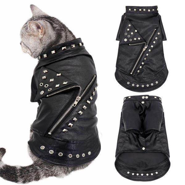 

eather cat jacket warm dogs cat cothes coat autumn winter pet cothing puppy kitten outfits costumes for chihuahua yorkshire