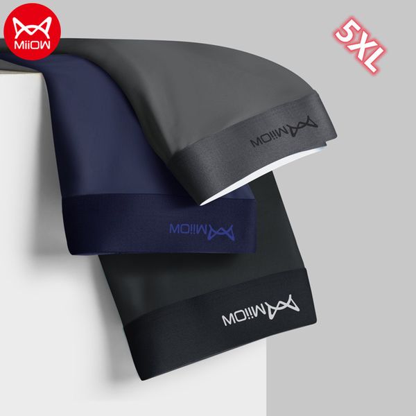 

miiow 3pcs mens panties graphene antibacterial mens underwear summer ultra-thin ice silk man boxer short men boxershort 5xl, Black;white