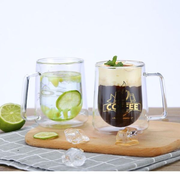 

mugs 1pc double glass cups coffee milk cup whiskey tea beer table mug drinkware tumbler transparent for office home drop