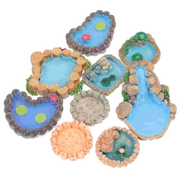 

garden decorations 9pcs micro landscape props mini artificial pool (random style)