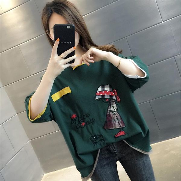 

women's t-shirt 2021 women summer embroidery fashion stitching half sleeves clothing, White