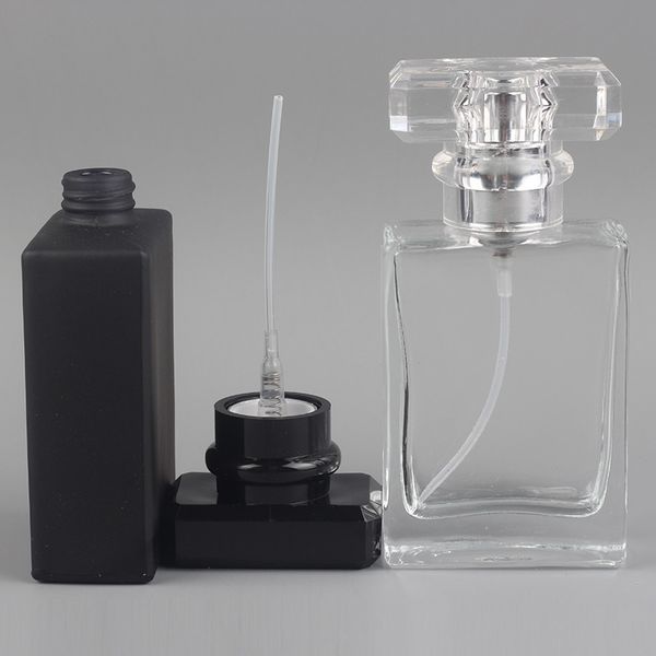 

8 pack 30ml / 1 oz. clear refillable perfume bottle, portable square empty glass perfume atomizer bottle with spray applicator