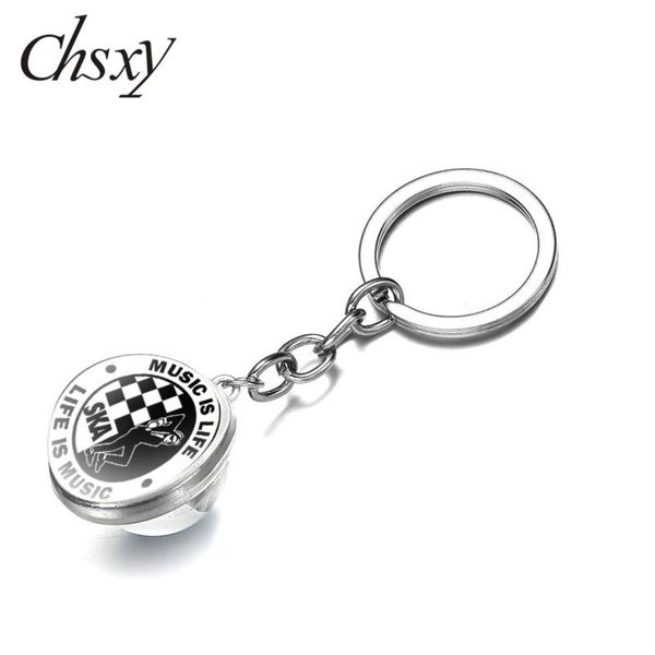 

keychains chsxy ska music rude boy girl double sided glass ball key chain keychain for fans gifts men women fashion keyring jewelry, Silver