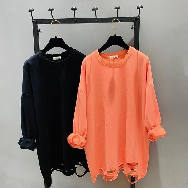 

casual dresses plus size tide hole irregular dress women clothes 2021 fashion personality match all mini autumn korean, Black;gray