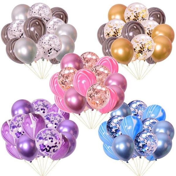 

party decoration 12 inch purple wedding balloon 15pcs confetti sequin marble