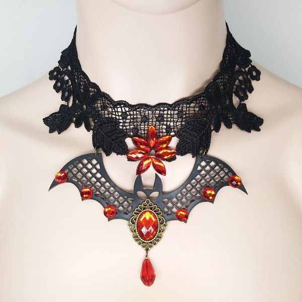 

chokers bat pendant necklace for women 2021 goth aesthetic black lace halloween accessories punk neck jewelry vintage vintag choker gift, Golden;silver