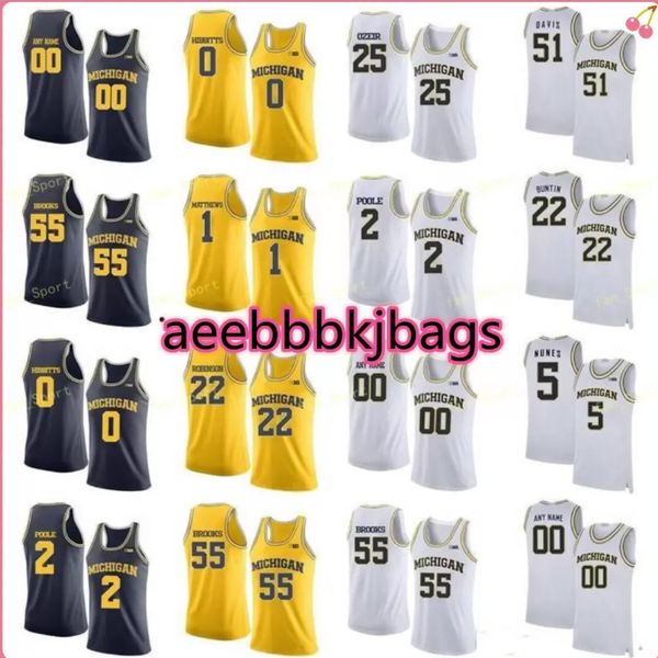 

ncaa college michigan wolverines basketball jersey 2 isaiah livers 21 franz wagner 22 bajema 23 brandon johns custom stitched, Black