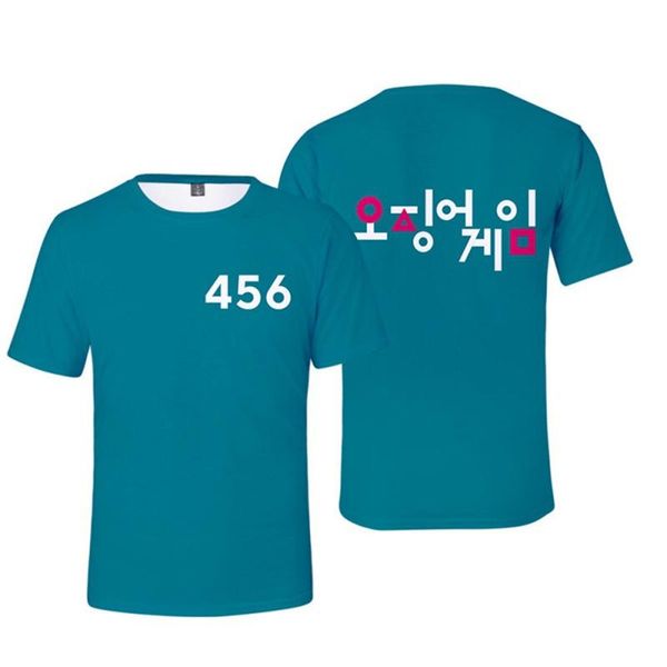 

men's t-shirts fashion el juego del calamar t-shirt 067 456 number printing summer and women's short-sleeved shirt street top, White;black