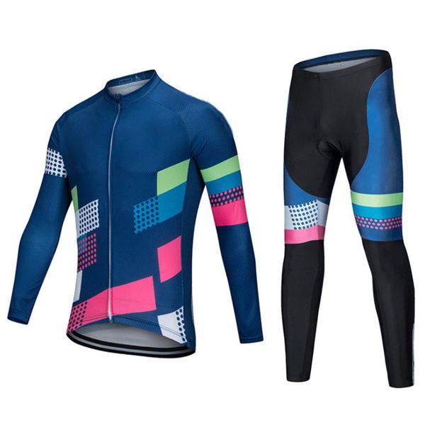 

racing sets cycling wear mountain road bike professional sportswear blue spring and autumn team shirt pants suit, Black;blue